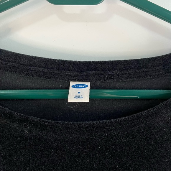 Old Navy // Black Velvet/Velour Soft Balloon Long Sleeve Top - Picture 5 of 7